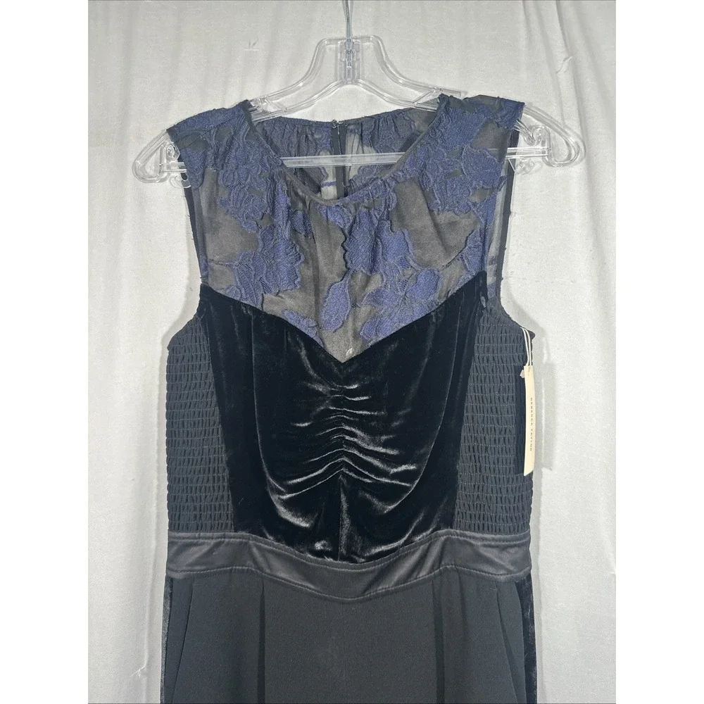 NWT$525 Rebecca Taylor [ 6 ] Velvet & Organza Floral Jumpsuit Violet Black Q1260